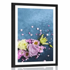plagat s paspartou abstraktne kvety