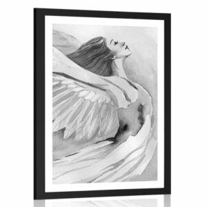 plagat s paspartou slobodny anjel v ciernobielom prevedeni
