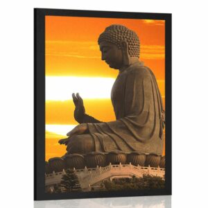 plagat s paspartou socha budhu pri zapade slnka