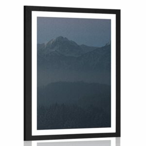 plagat s paspartou spln mesiaca nad horami