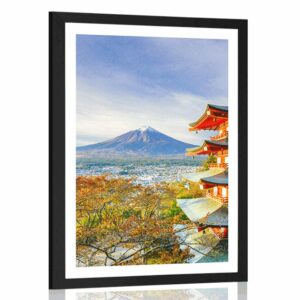 plagat s paspartou vyhlad na chureito pagoda a horu fuji