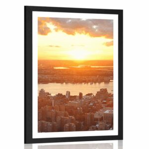 plagat s paspartou zapad slnka nad mestom new york