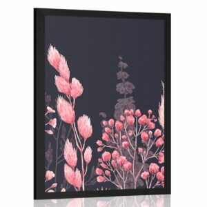 plagat variacie travy v ruzovej farbe