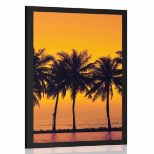 plagat zapad slnka nad palmami