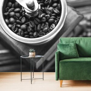 samolepiaca fototapeta ciernobiely vintage mlyncek na kavu