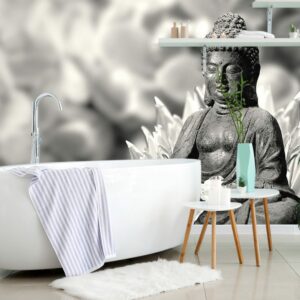 samolepiaca fototapeta pokojny ciernobiely budha