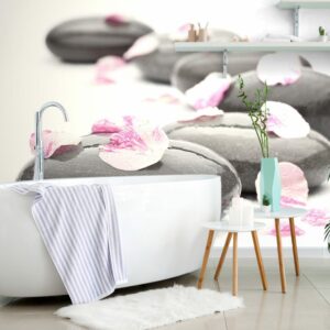 samolepiaca fototapeta wellnes kamene s lupienkami