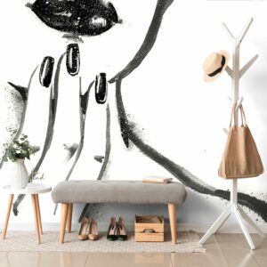 samolepiaca tapeta akvarelovy ciernobiely portret zeny