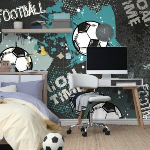 samolepiaca tapeta futbalova lopta v tyrkysovom