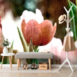 samolepiaca tapeta luka tulipanov v retro style