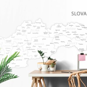 samolepiaca tapeta mapa slovenska v ciernobielom