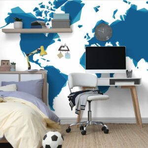 samolepiaca tapeta modra abstraktna mapa sveta