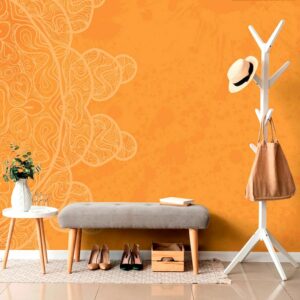 samolepiaca tapeta oranzova arabeska na abstraktnom pozadi