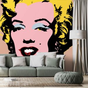 samolepiaca tapeta pop art marilyn monroe na hnedom pozadi