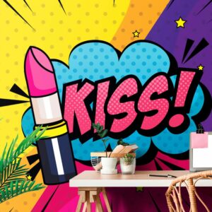 samolepiaca tapeta pop art ruz kiss