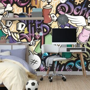 samolepiaca tapeta s grafickym street art umenim