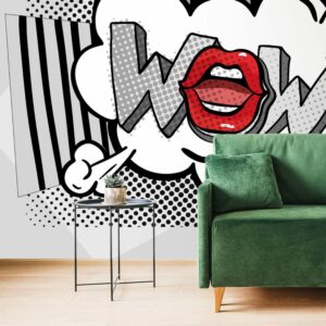 samolepiaca tapeta stylovy sedy pop art wow