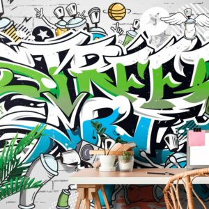 samolepiaca tapeta vesely street art napis so sprejmi