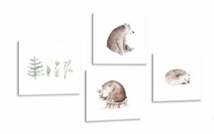 set obrazov lesne zvieratka v minimalistickom style