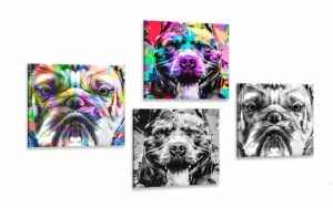 set obrazov psy v pop art prevedeni