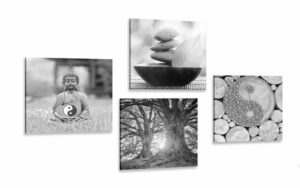 set obrazov v ciernobielom style feng shui