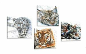 set obrazov zvierata v nadhernom akvarelovom prevedeni