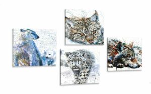 set obrazov zvierata v zaujimavom akvarelovom prevedeni