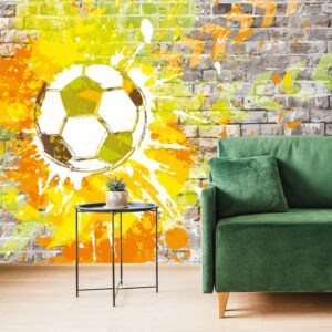 tapeta futbalova lopta na tehlovej stene