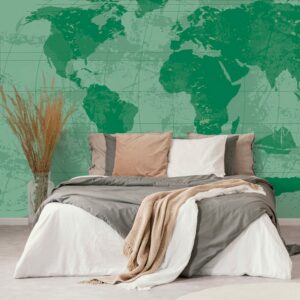 tapeta rustikalna mapa sveta v zelenej farbe