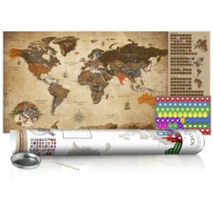 zoskrabavacia mapa v prirodnych farbach vintage map poster